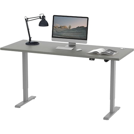 We'Re It Lift It Electric Sit Stand Desk, 46.25 H, 30 W X Laminate wood, metal, Brushed Silver VL12BS6030-8827